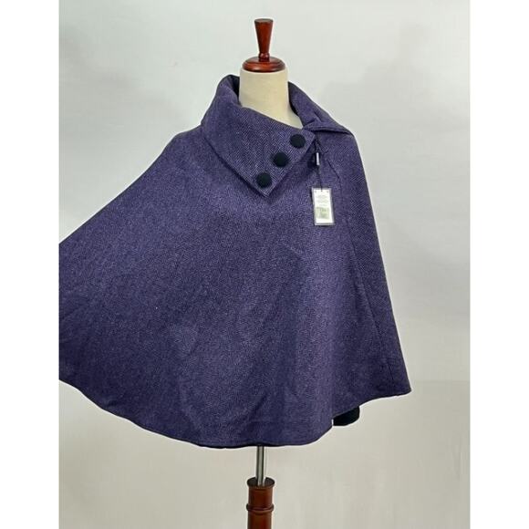MUCROS WEAVERS Ireland OS S M L Purple Tweed Cape Poncho Wool NWT - Picture 9 of 11